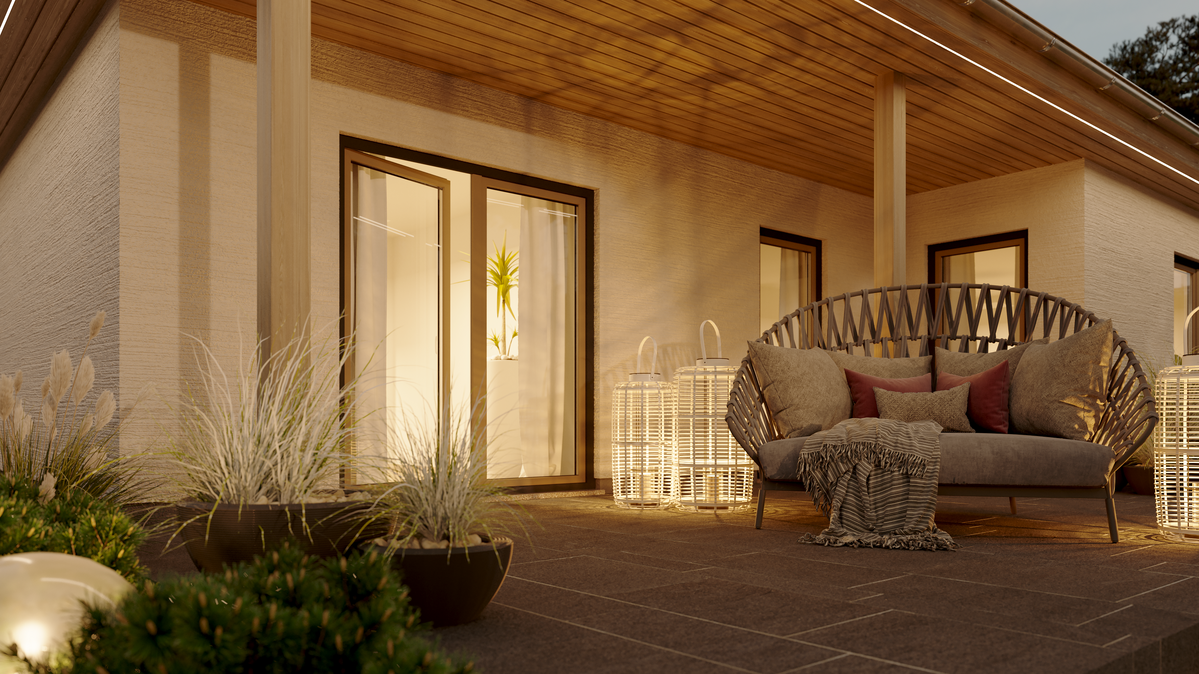 Modernes Massivhaus: Individuell geplant und gebaut Grafik eines modernen Massivhauses, das individuell nach den Wünschen der Bauherren gestaltet wurde.